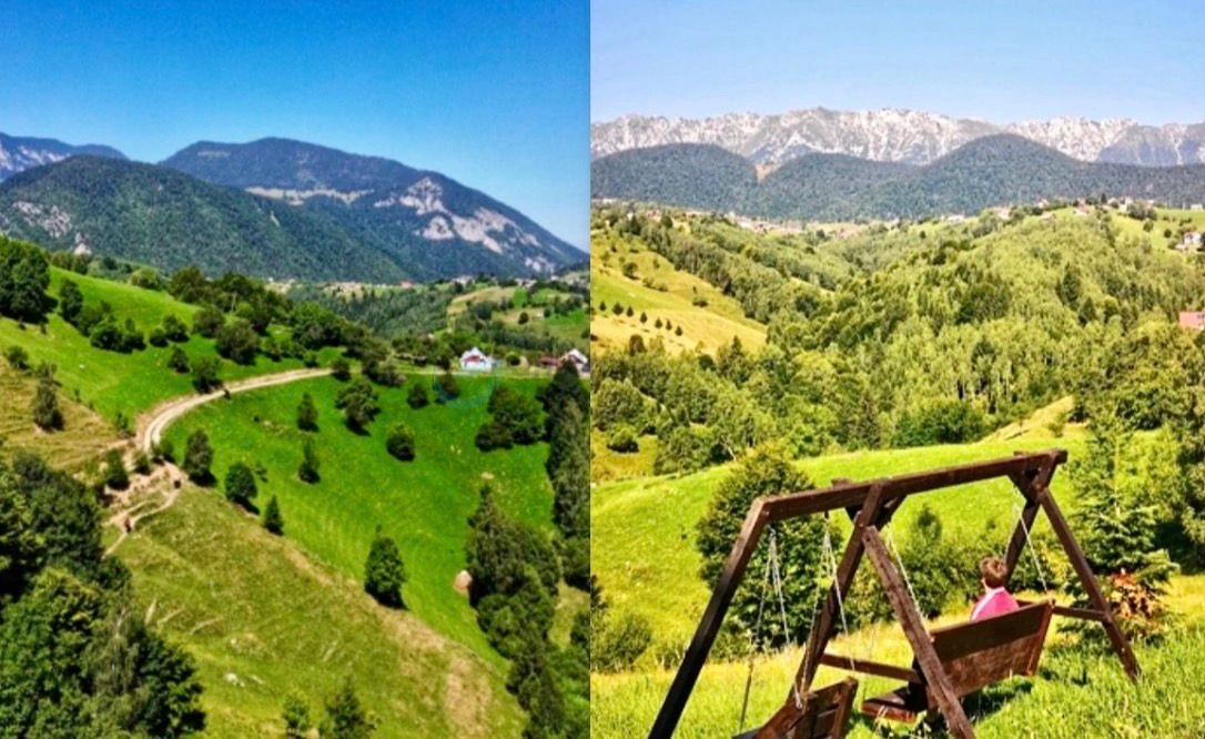 colaj din doua poze cu vederi de la munte